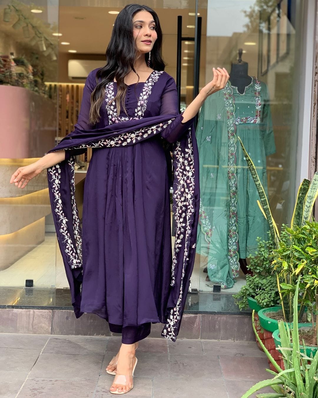 Women’s Pure Cotton Embroidered Kurta Pant Set with Organza Dupatta |3-Piece Set