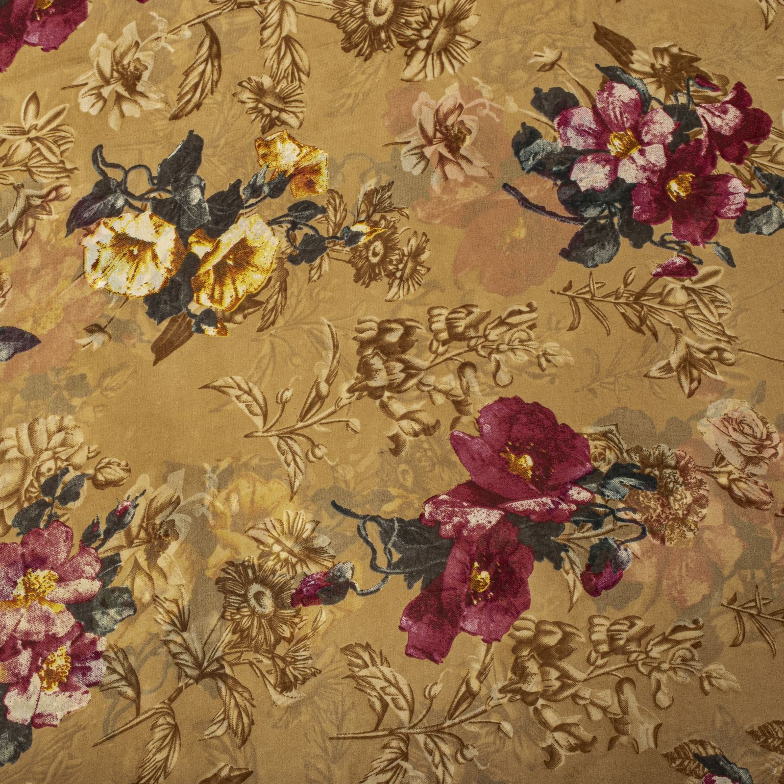 Sanskriti Vintage Saree Brown Georgette Digital Print Floral Sari 5 Yard Fabric