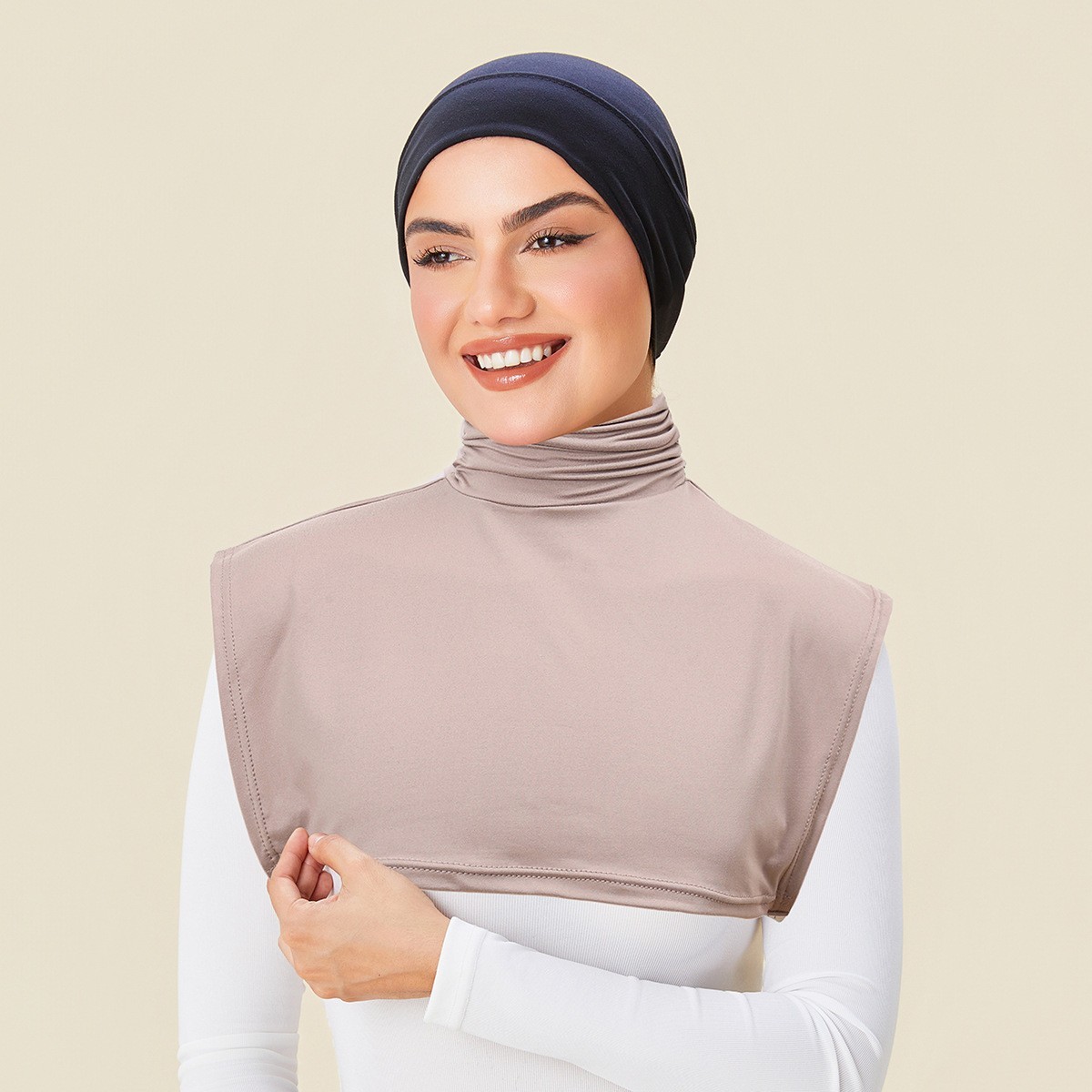 Women Solid Color Fake Collar Pleated false neck scarf Half Top Blouse Islamic