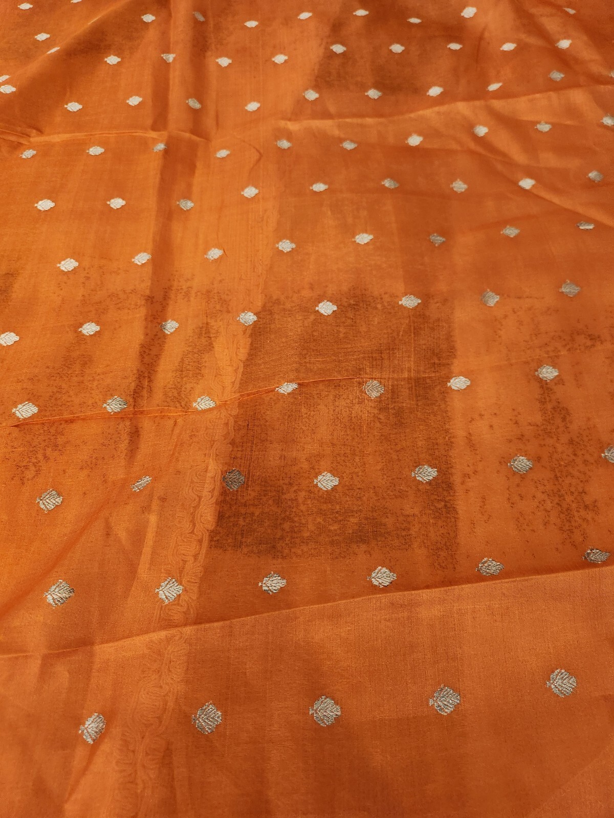 Vintage Orange Sarees 100% Silk Indian Sari Fabric 43″x 192″