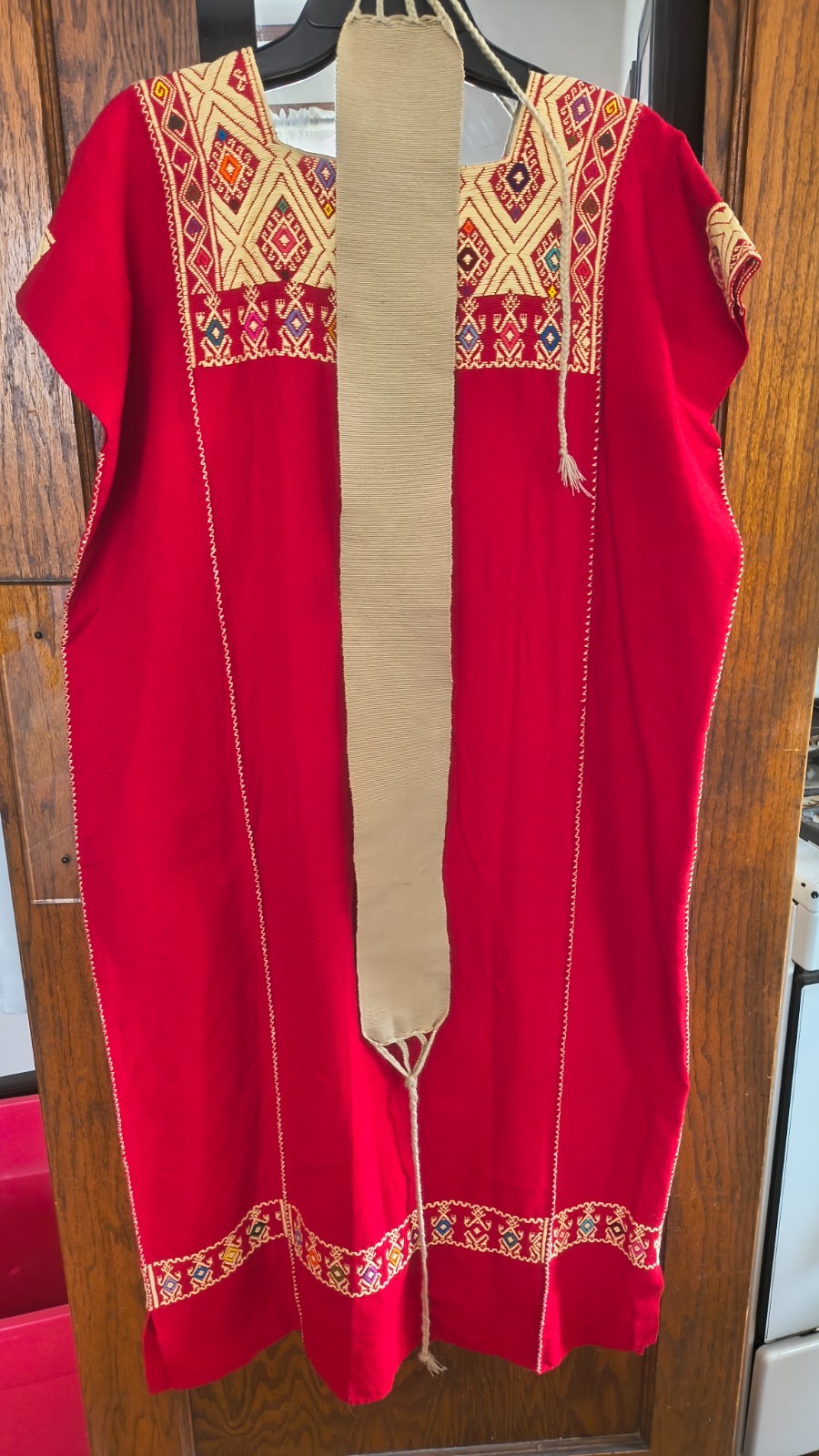 Huipil Dress Mayan Handwoven Backstrap Loom Chiapas Mexico Red