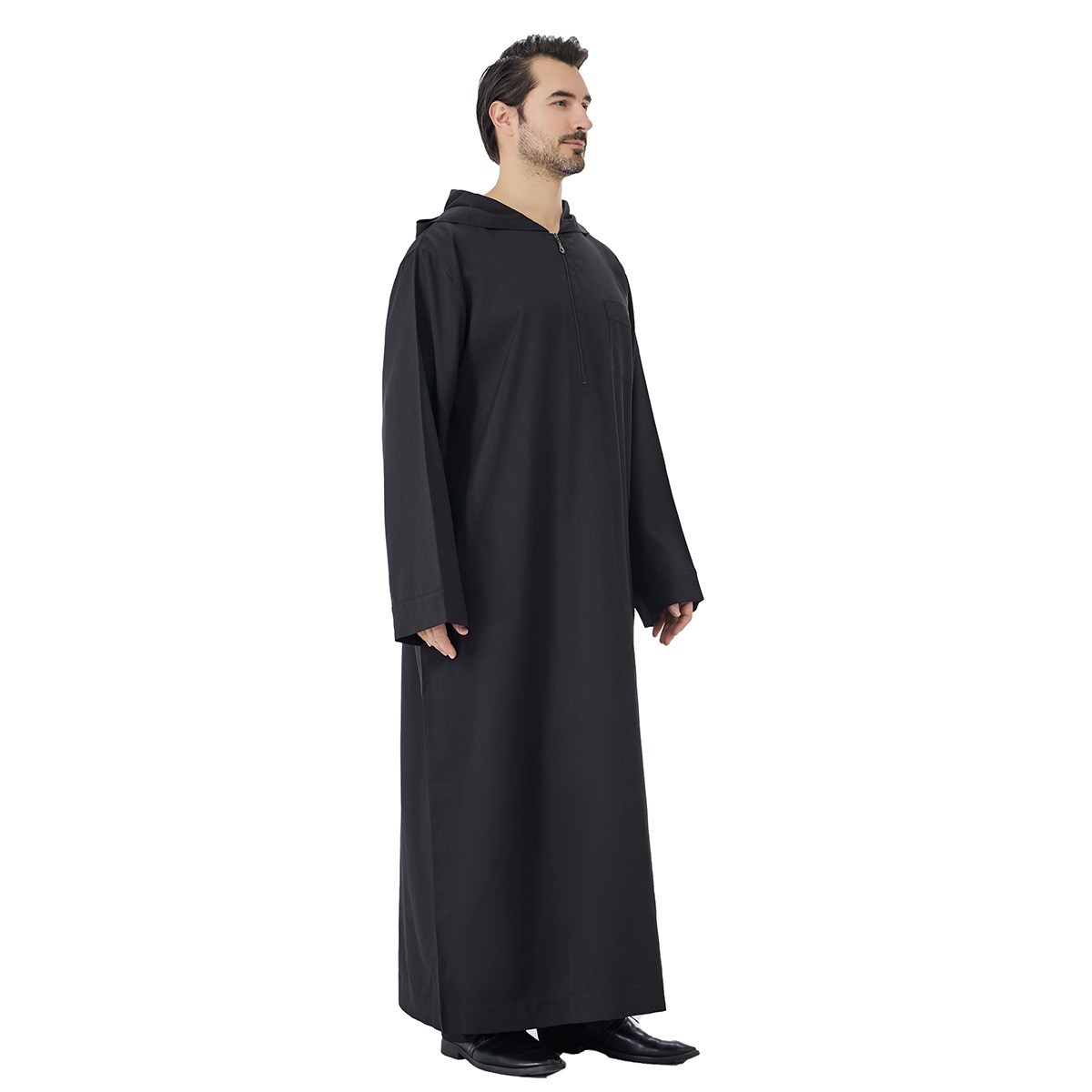 Men Islamic Robe Arab Caftan Muslim Hooded Dubai Thobe Jubba Dishdasha Thoub New