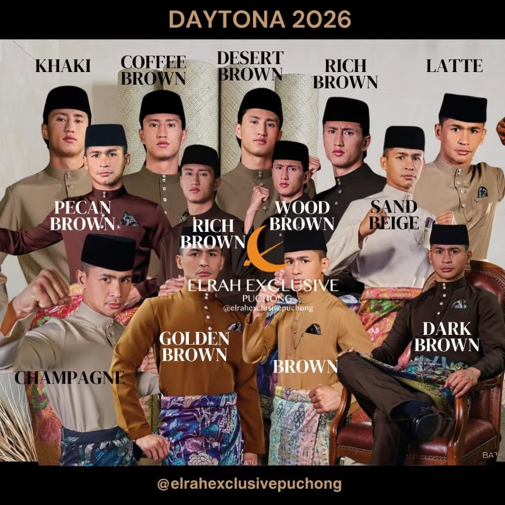 FREE SAMPIN Baju Melayu Elrah Exclusive 2026 Malaysian Traditional Men Set