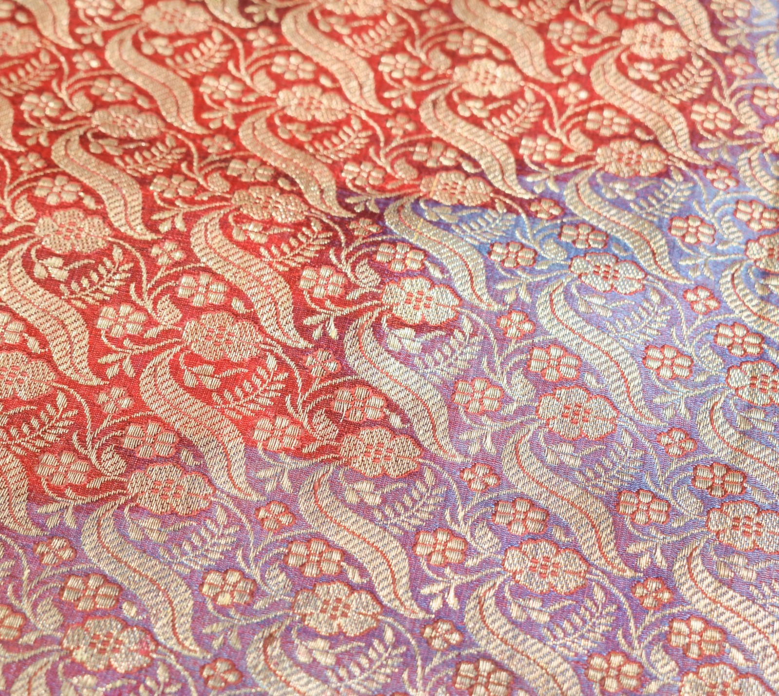 Sushila Vintage Heavy Saree Blend Satin Silk Banarasi Brocade Woven Sari Fabric