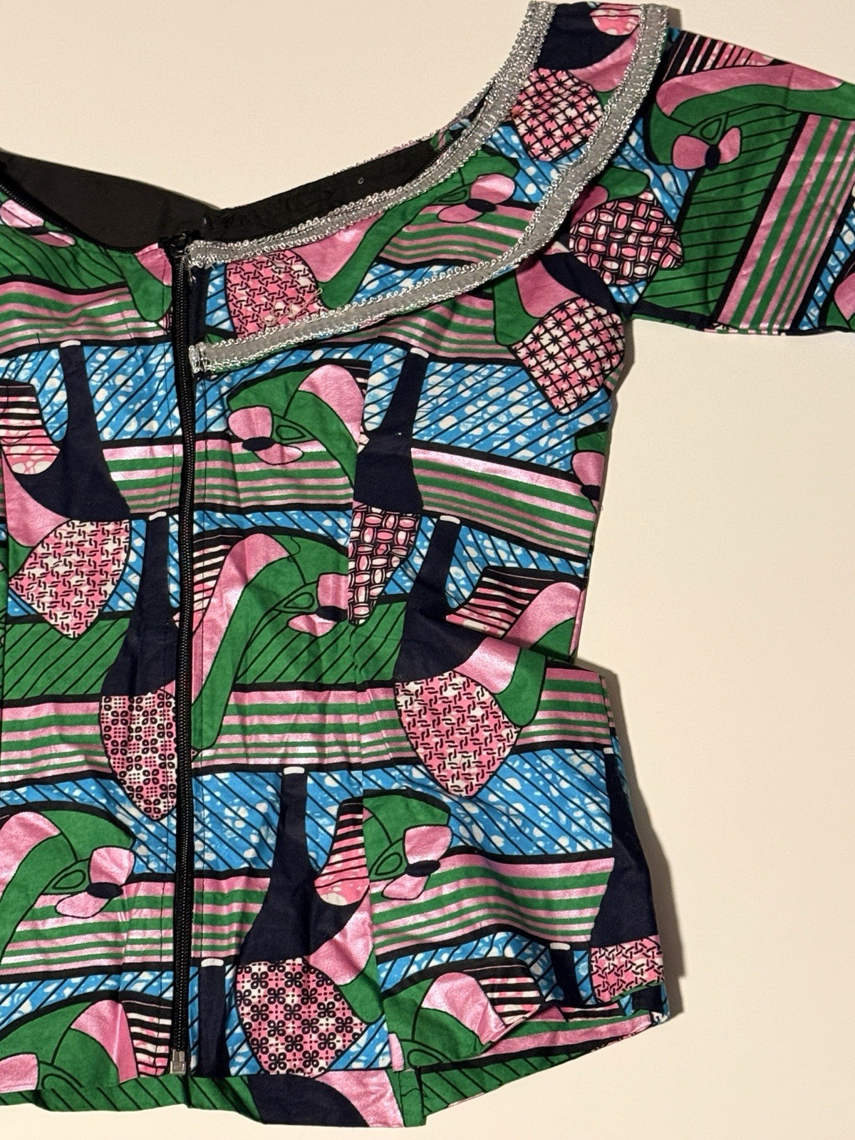 Womens African Ethnic Wear 3 Piece Set 2 Wrappers Colorful With Blouse SZ Small