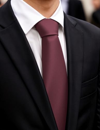 Men Neckties,Solid Color Neckties Texture for Gift Men One Size Burgundy7632