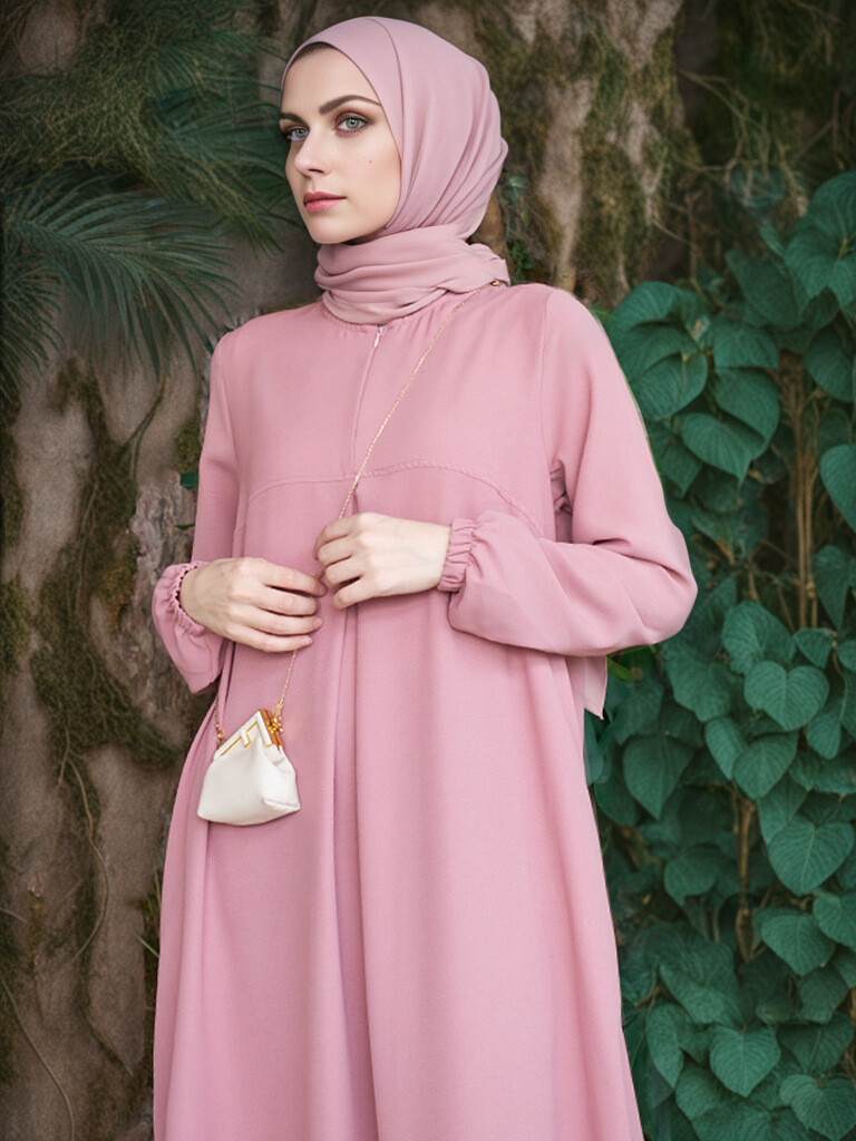 Muslim Kaftan Fashion Simple Burqa Arab Long Sleeve Abaya Ethnic Style Dress