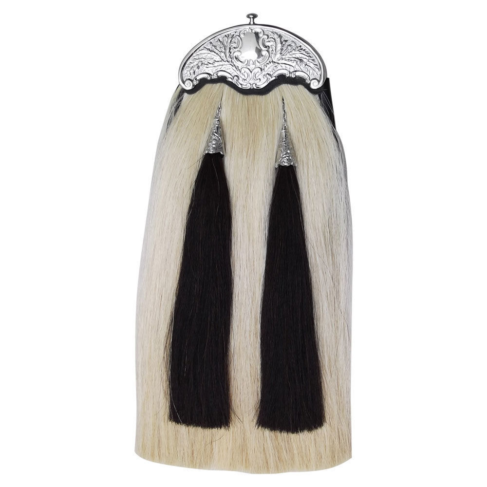Leather Original Sporran Dress Horse Hair White Black Tassels Thistle Cantle
