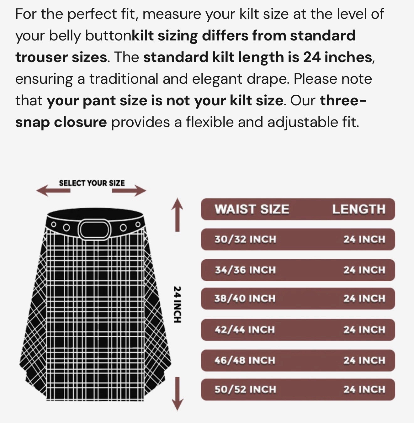 Scottish Highland Redstone Scottish National Tartan Kilt Men Size 30-32