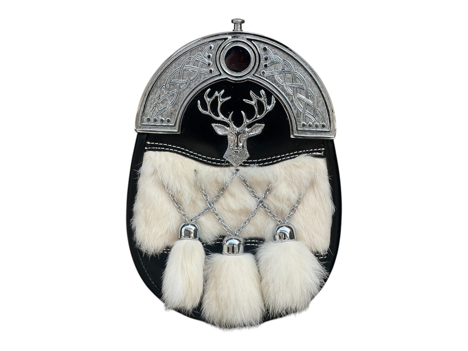 Men’s Scottish Stag Head Sporran Highland Kilt Sporran | Chrome Finish