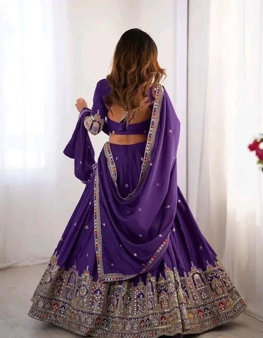 Ready To Wear Chanderi Silk Lehenga Choli Set Embroidered Wedding PartyWear