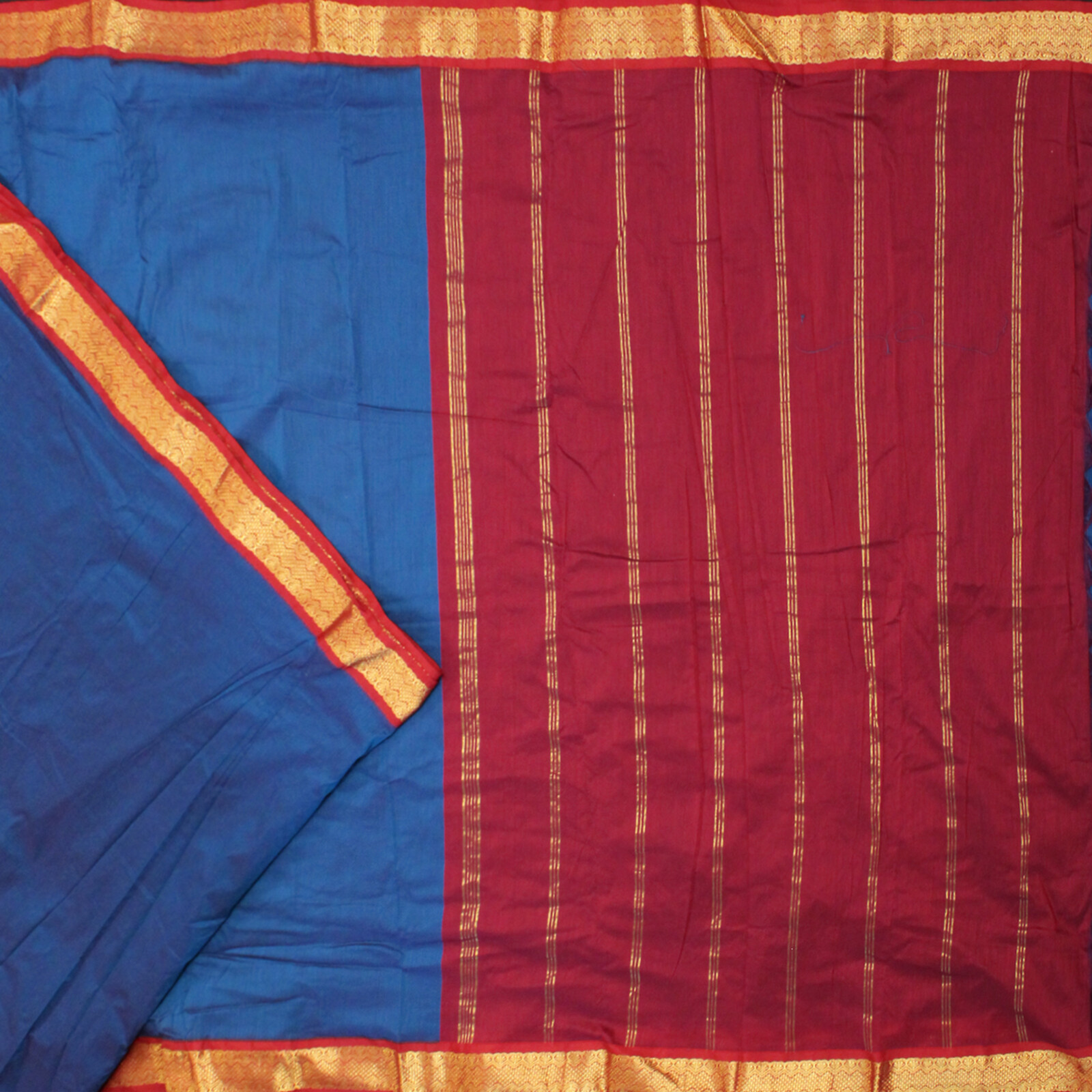 Vintage Art Silk Sarees Woven Zari Border Dual Tone Indian Sari Craft Fabric