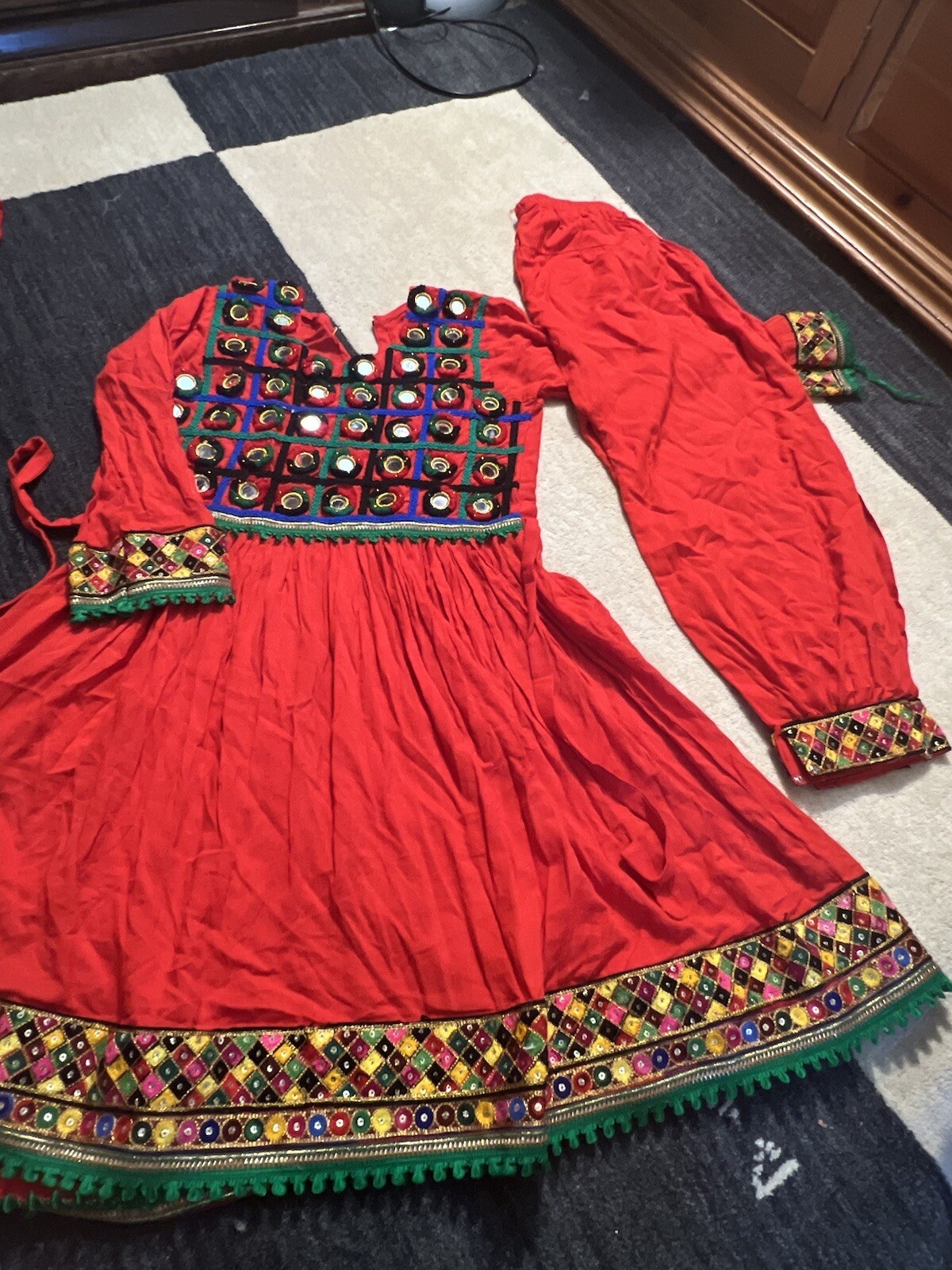 Traditional Afghan Pakistani Dress Pants Girls Size 8/10 Fancy Mirror Work