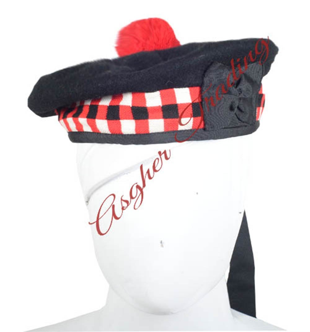 Scottish Military Traditional Kilt Cap – Balmoral Bonnet Diced Hats 100% Wool