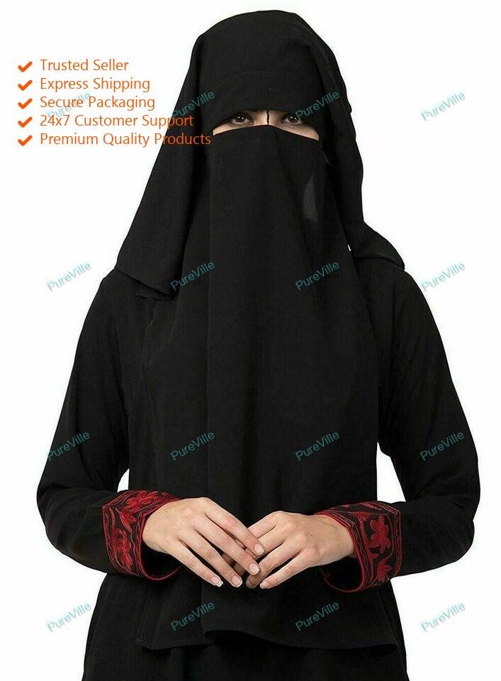 Mushkiya Free Black Naqaab for All Abaya Or Burka for Women And Girl