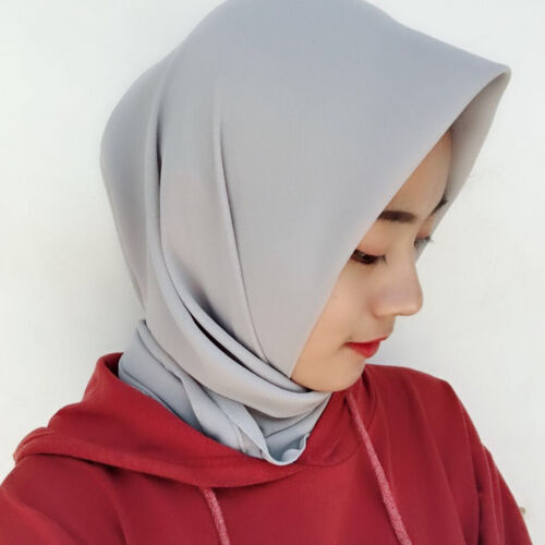 Islam Turban Wrap Shawl Womens Plain Chiffon Square Scarf Muslim Hijab Headscarf