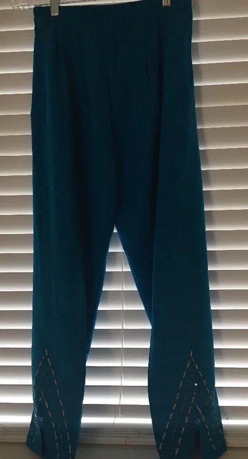 Ladies blue ( Ferozi) and Beige kameez kamiz shalwar salwar pants and dupatta