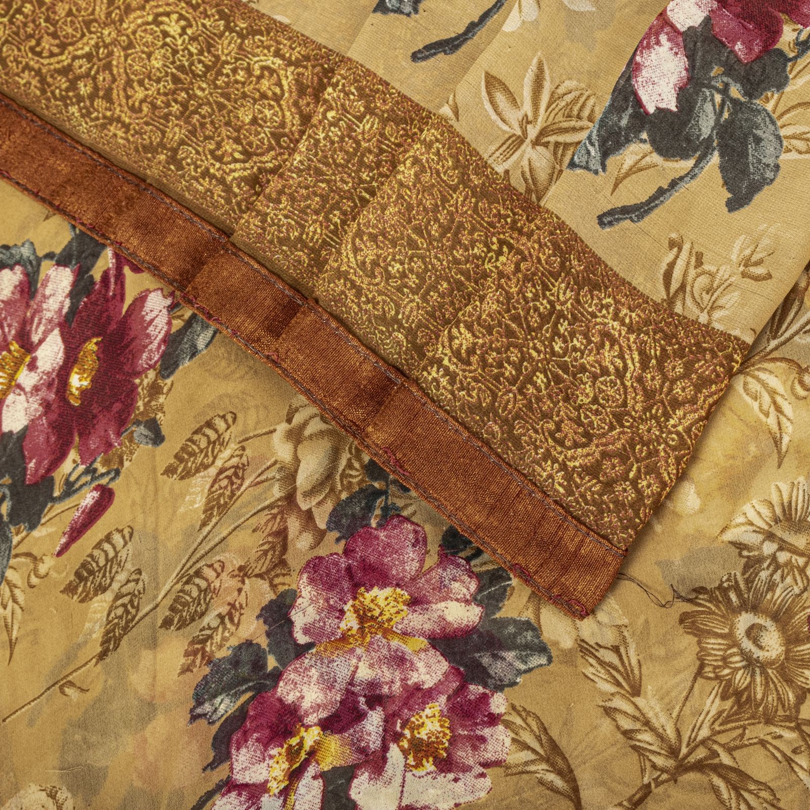 Sanskriti Vintage Saree Brown Georgette Digital Print Floral Sari 5 Yard Fabric