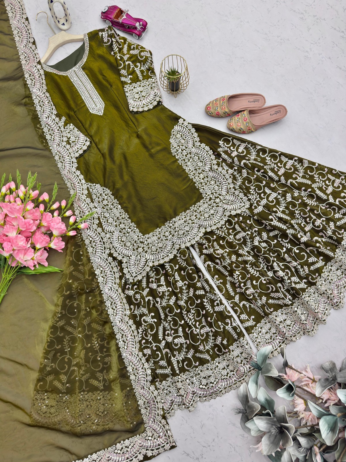SHARARA PLAZOO SUIT PARTY WEAR PAKISTANI WEDDING SALWAR KAMEEZ PALAZOO SUIT