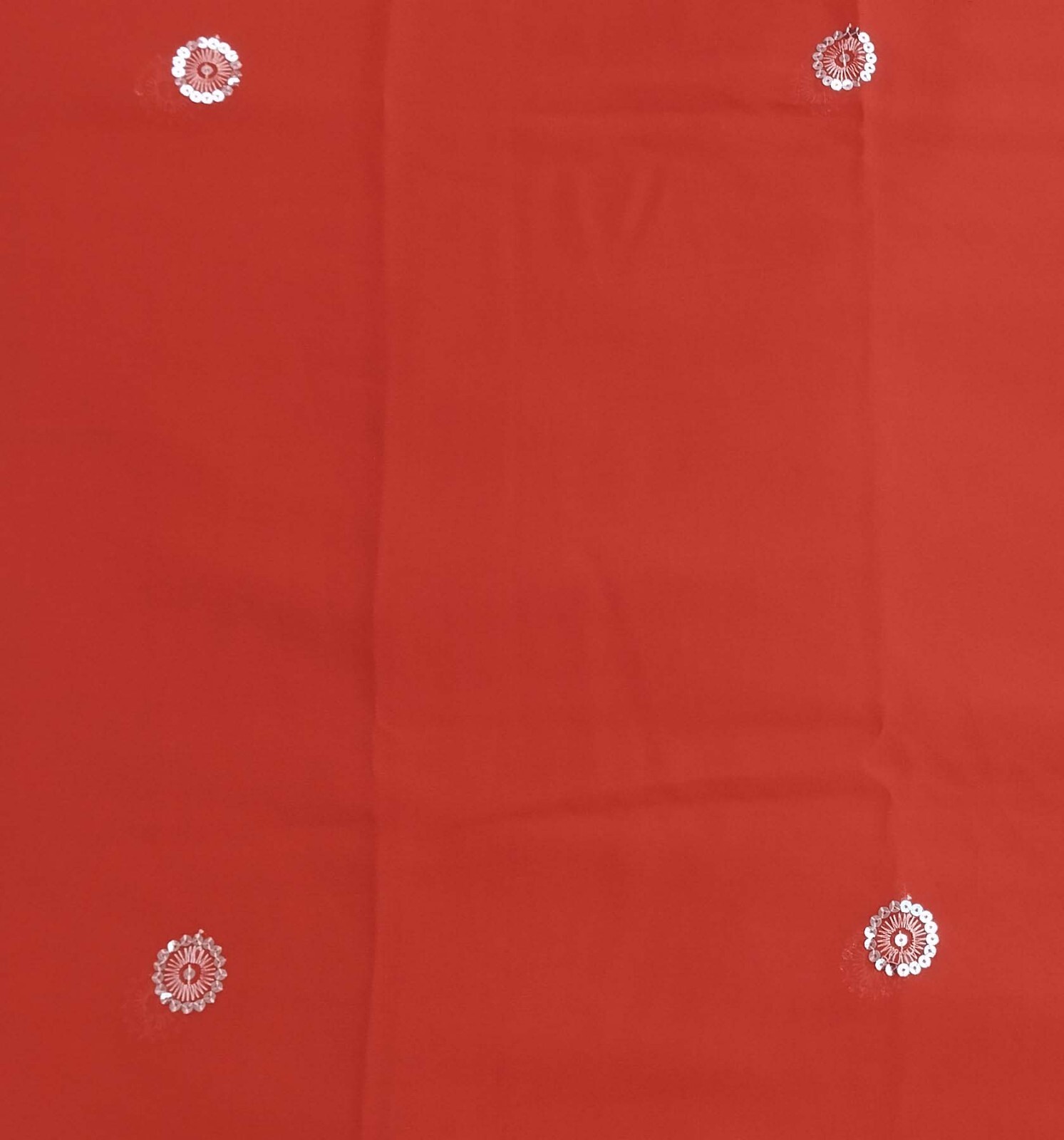 Vintage Rust Saree Georgette Sequins Embroidered Used Craft Sari Fabric 1903