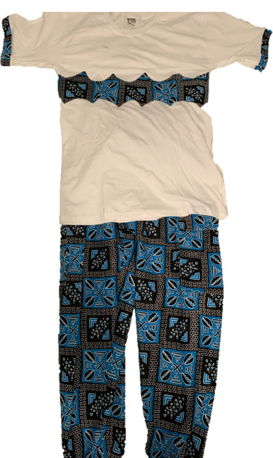 Wax Fabric 2 pc set men clothing pant+ T-shirt Geometric Pattern Ankara kente