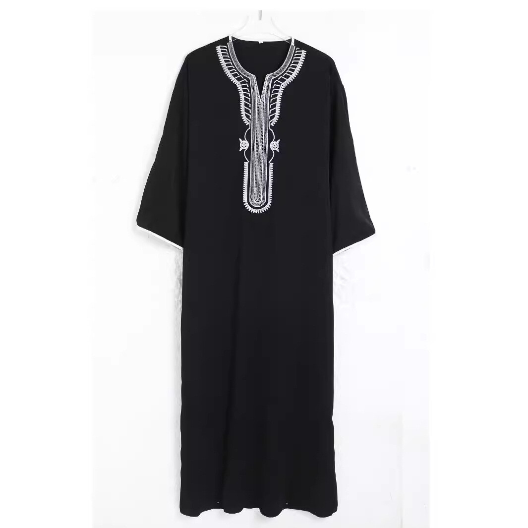 Men Muslim Robe Clothing Ethnic Loose Kaftan Thobe Abaya Arab Dubai Islam Dress