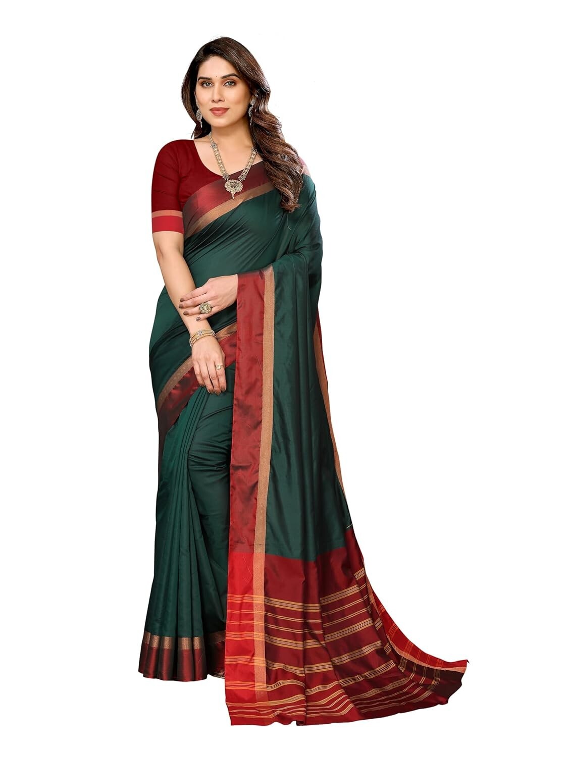 Women Kerala Silk Blend Saree With Blouse Piece_freesize
