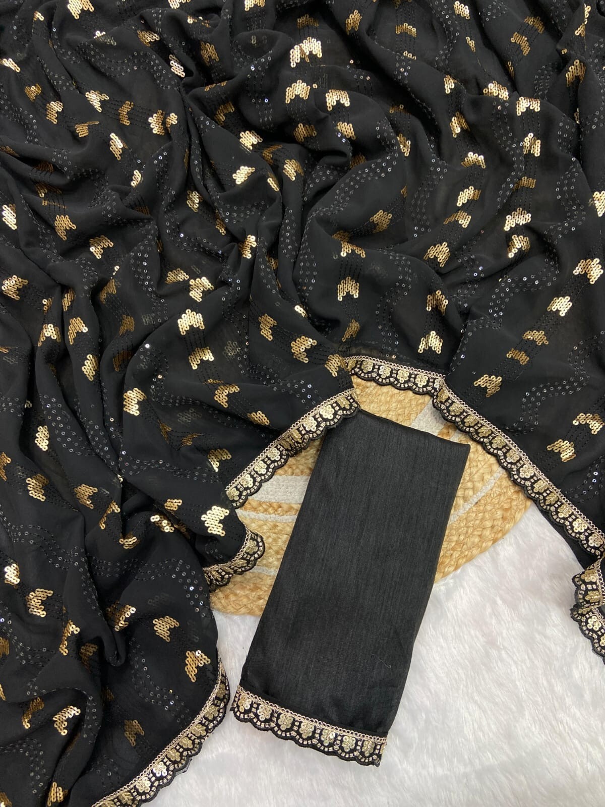 Georgette Saree with Sequence & Thread Work | Banglory Silk Blouse | Party Wear