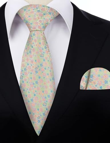 Mens 3.15inches Exquisite Floral Tie with Small Flower A142-light Green+lilac