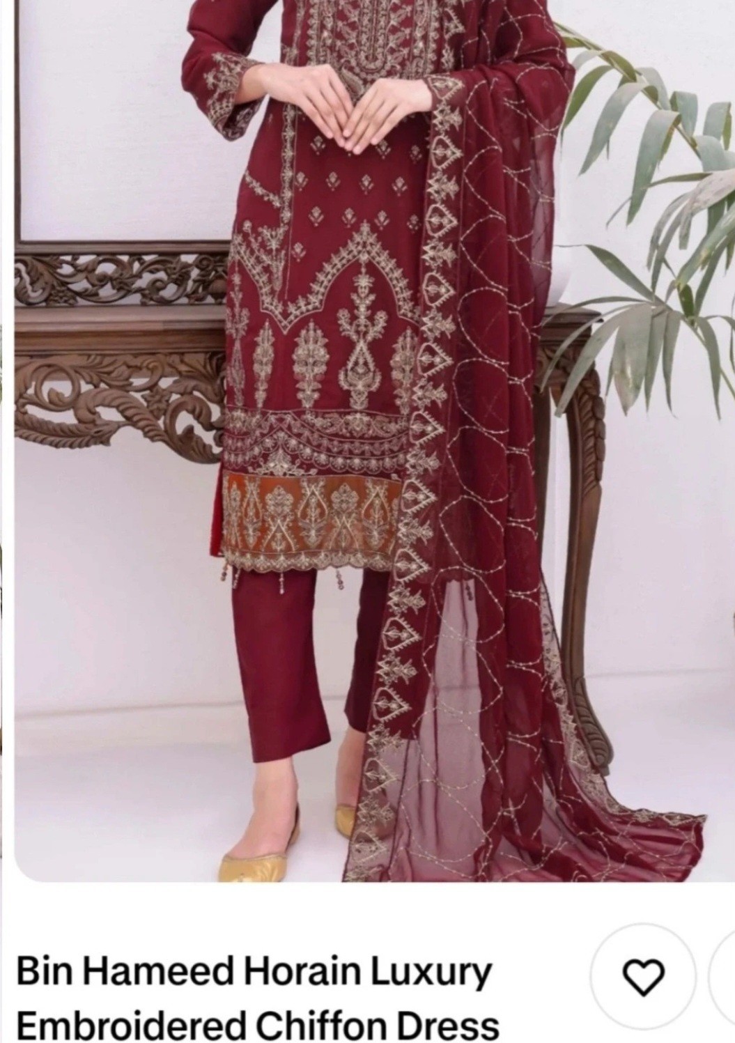 Pakistani Indian salwar kameez Embroidered Chiffon Long Duppatta Bust 42