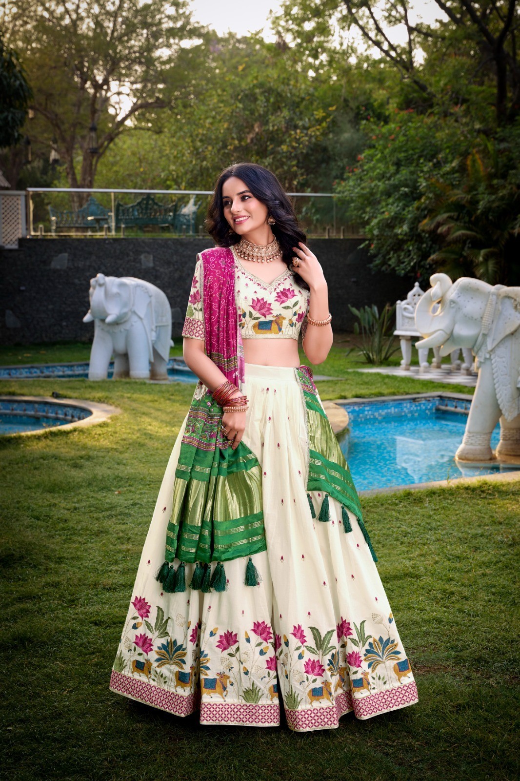 Women’s Khadi Cotton Lehenga Choli Indian Wedding Wear Ethnic Outfit