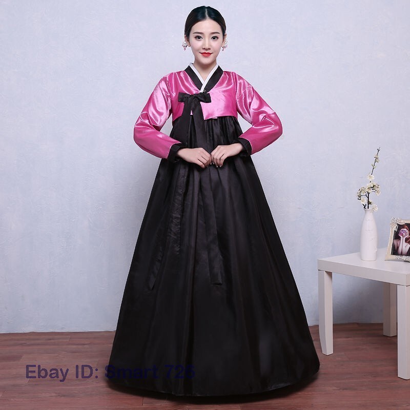 Ethnic Korean Hanbok Modern Women Asian Folk Stage Dance Performance Costume
