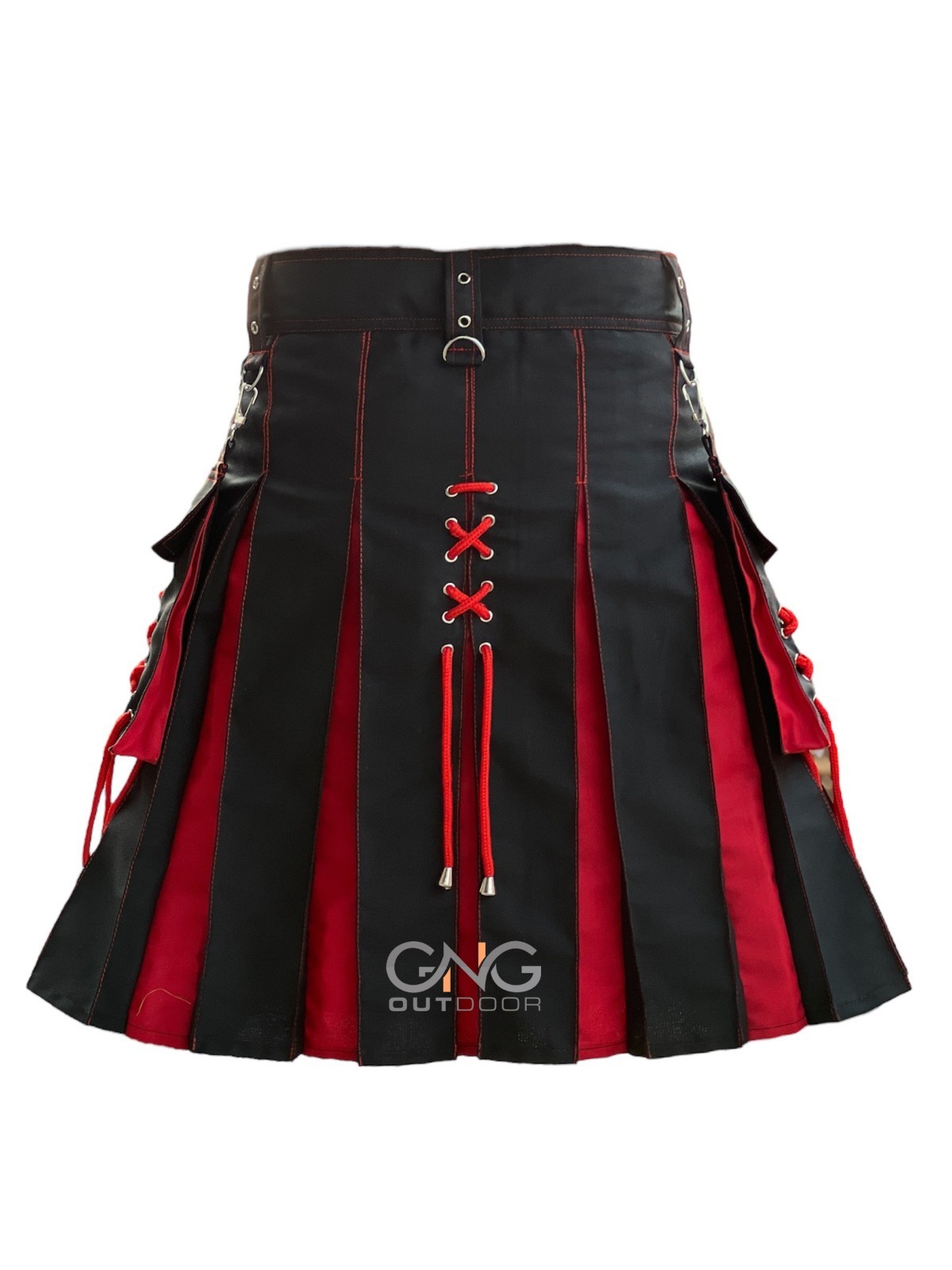 Scottish Red and Black Utility kilt Laces Design Highland Modern Fashion kilt