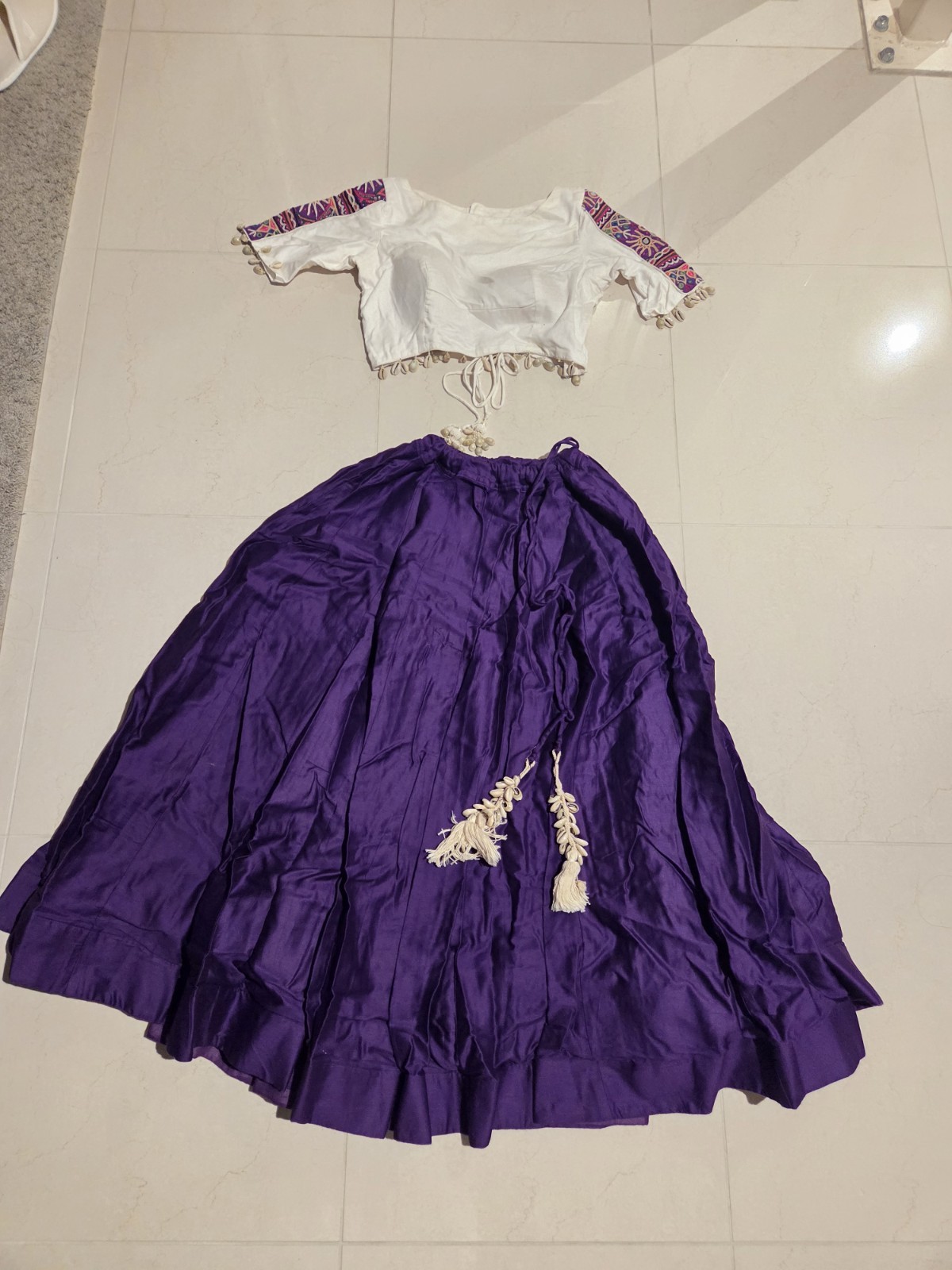 DesignerPurple Embroidered Lehenga Choli Shells Jaipur Heavy Cotton 2Pcs MEDIUM