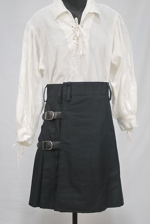 Kommando Kilts Black with Sporan Celtic Knot Plaid Scottish Ren Fair Cosplay