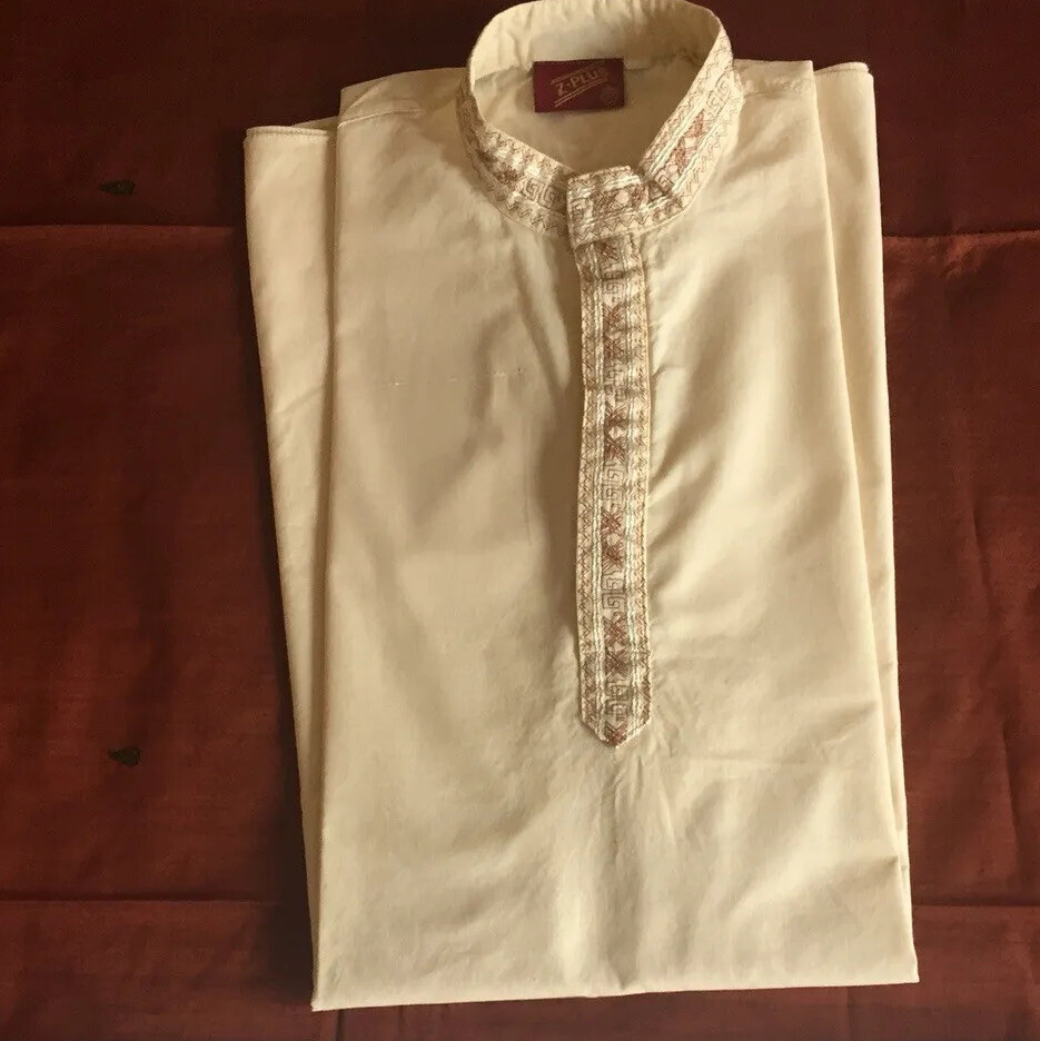 Almond/Beige Embroidered  Cotton Boys kurta pajama set