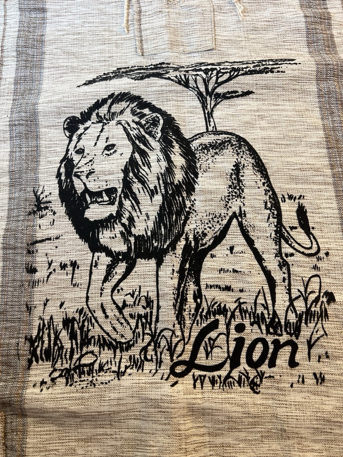 Africa Woven Lion Shirt Size XXL With 2 Pockets & Fringe Handmade In Africa