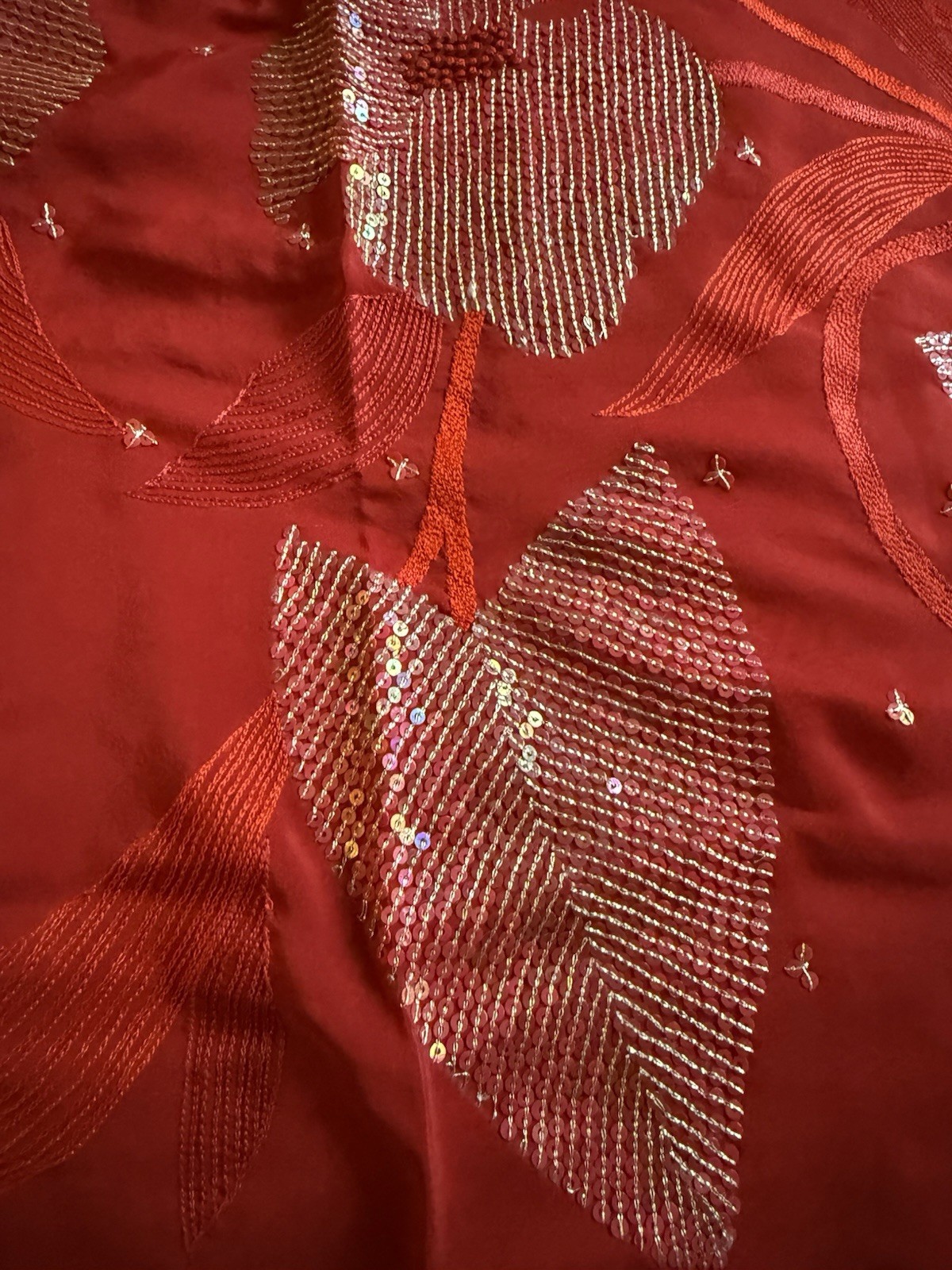 Red Silver silk Floral Sequin Embellished Saree with Blouse for Women Free Size