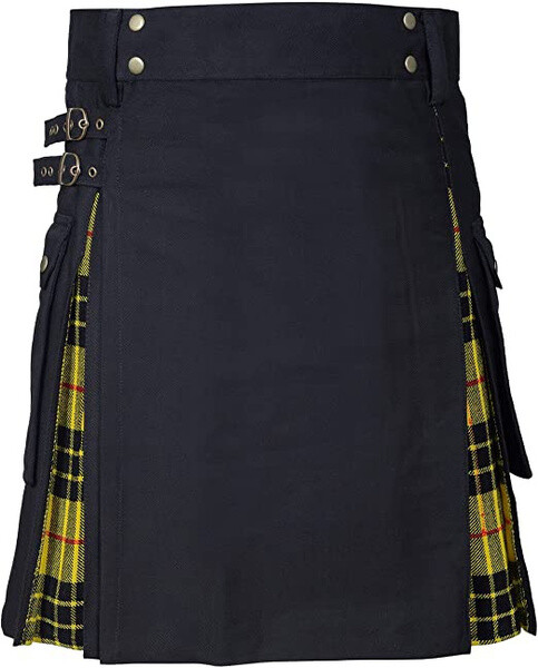 Utility Kilt 100% Cotton Jeans Hybrid Kilt Modern Box Pleated Inner Tartan Macl