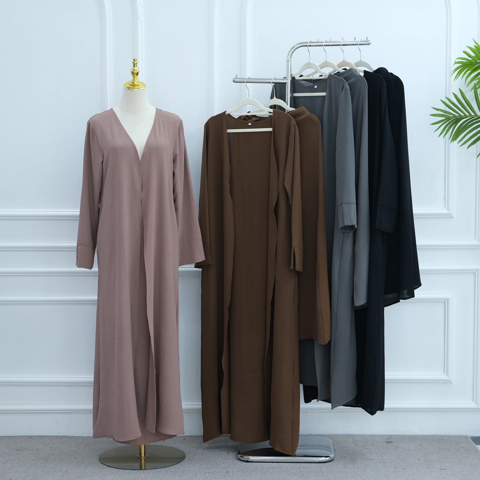 Vintage Muslim Women Open Abaya Cardigan+Long Skirt Sets 2 Piece Kaftan Kimono