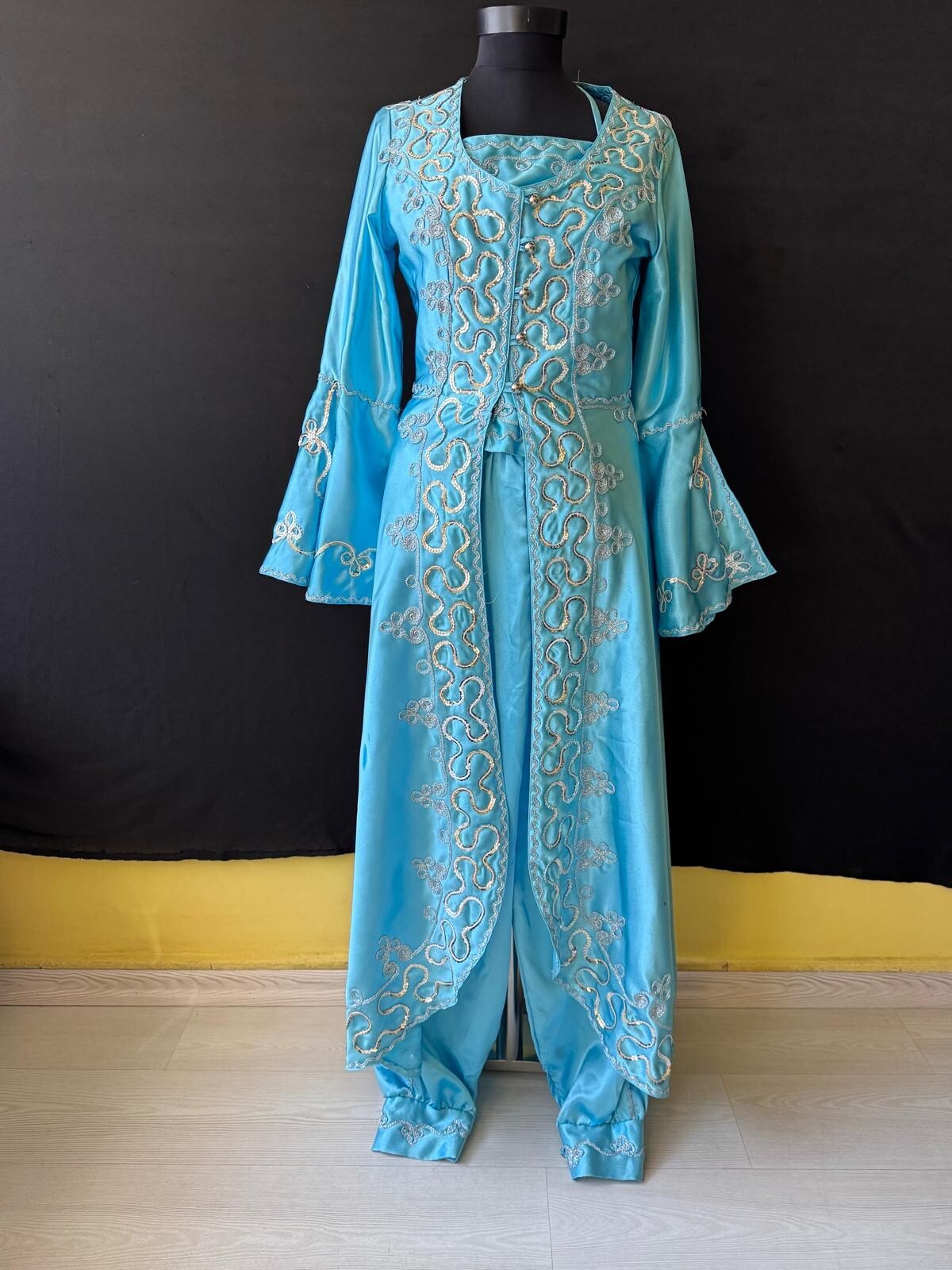 Traditional Vintage Turkish Wedding Dress Blue Shalwar Bindalli, Turkish