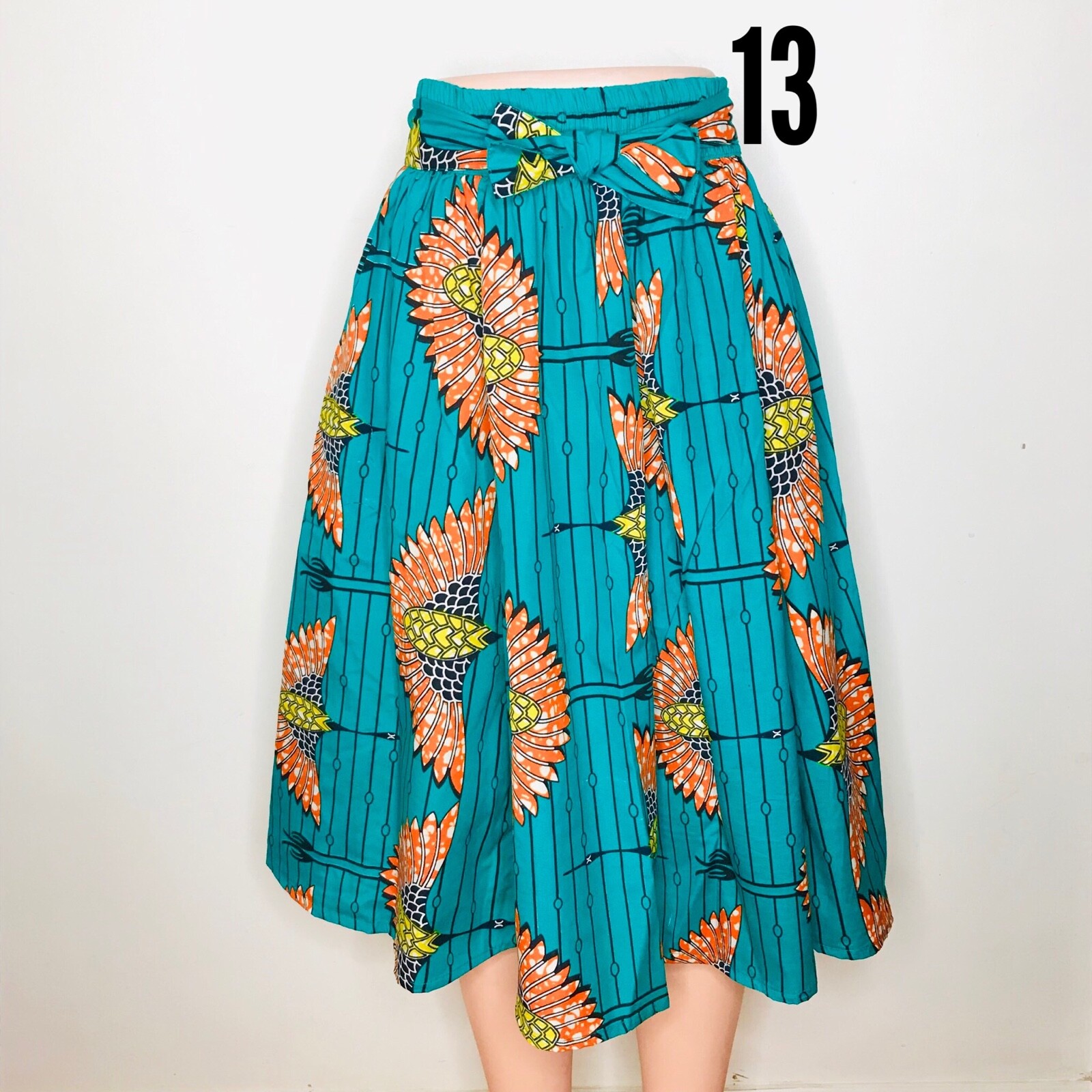 Women’s Printed African Midi Skirt WITH POCKETS One Size + HEADWRAP