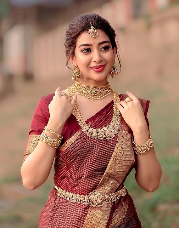 Women’s Soft Banarasi Silk Jacquard Saree with Unstitched Blouse Piece