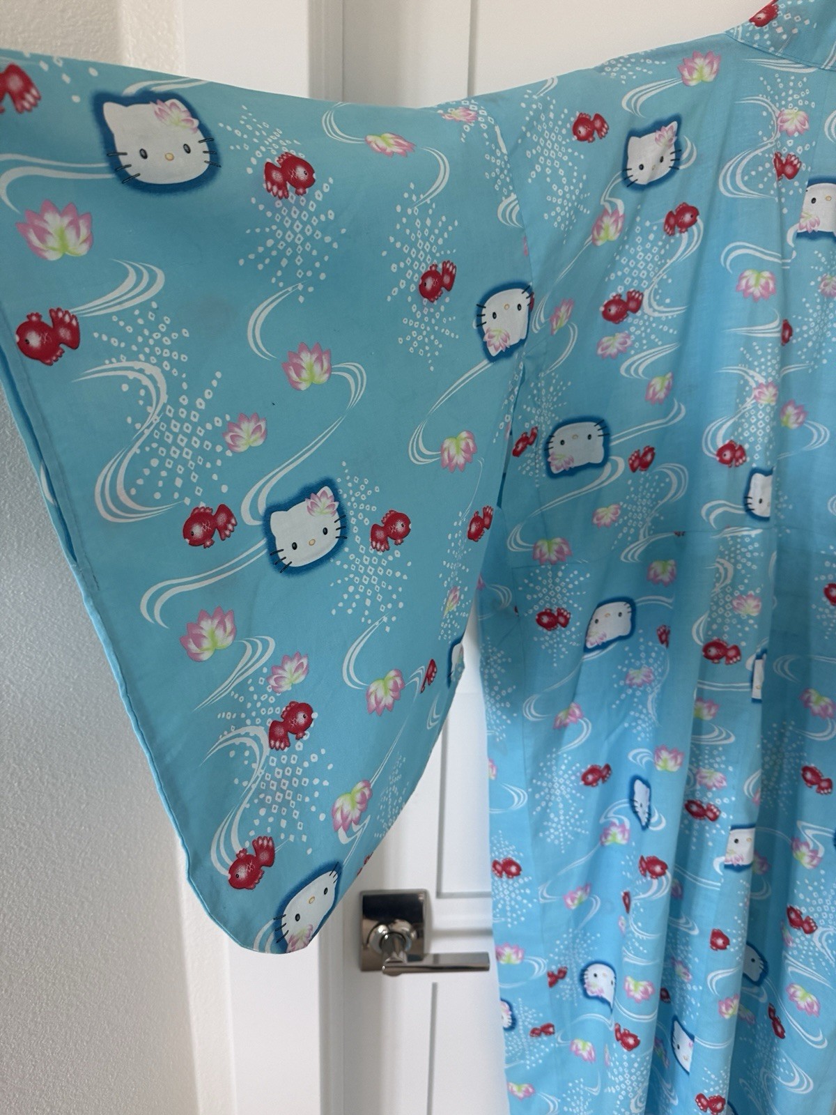 Hello Kitty Sanrio Cotton Yukata Kimono Robe Blue Kawaii One Size Japan