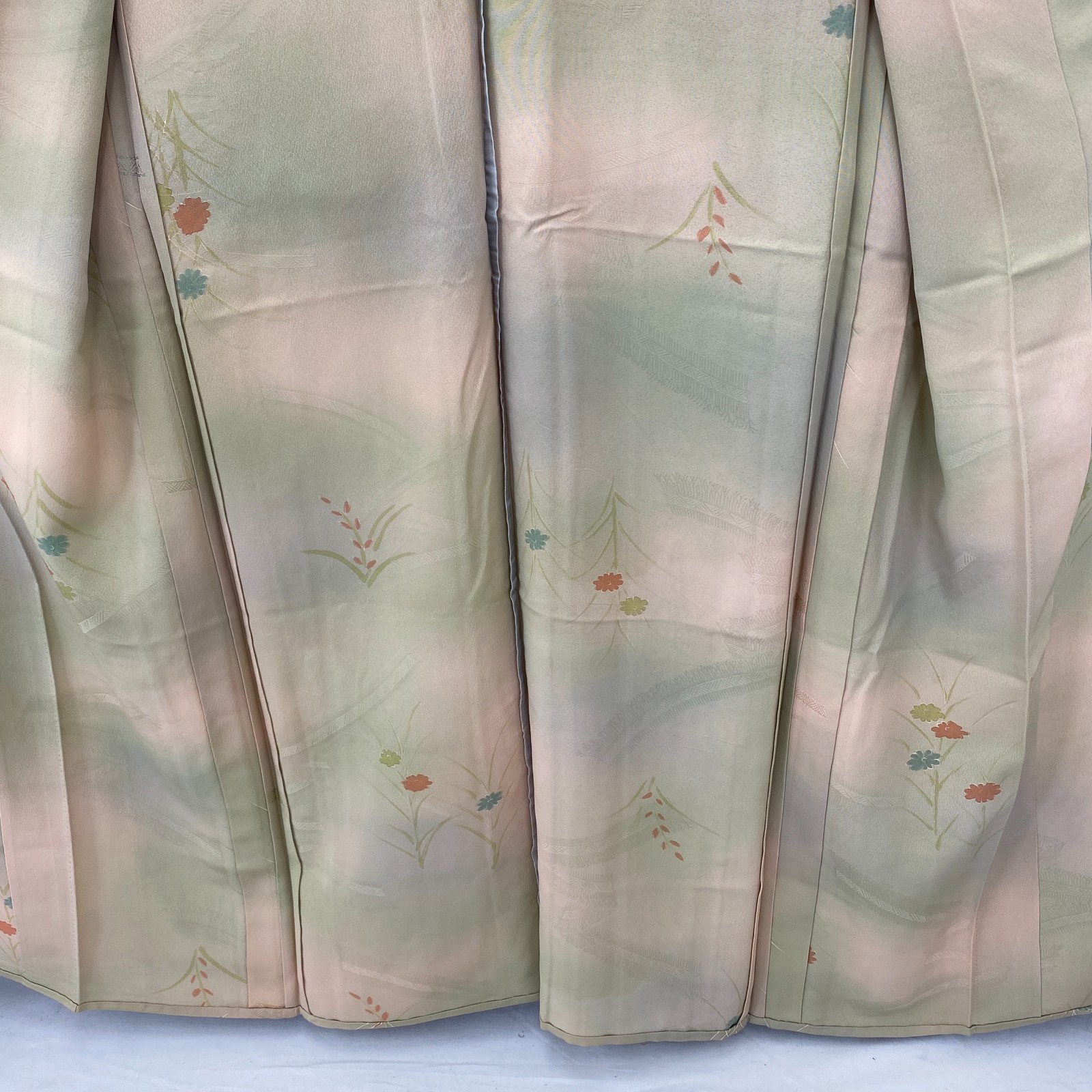 Japanese Vintage Kimono Polyester Brown No Lining Traditional Length 61 in