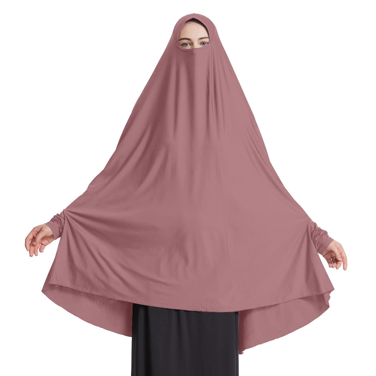 Prayer Khimar Solid Color Turban Muslim Women Hijab Headscarf Large Niqab Burka
