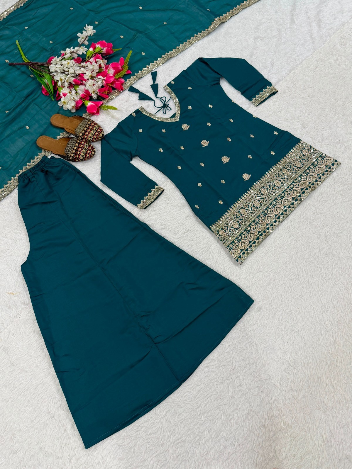 Designer Indian Pakistani top plazzo Bollywood Dress Party Wear Suit wedding