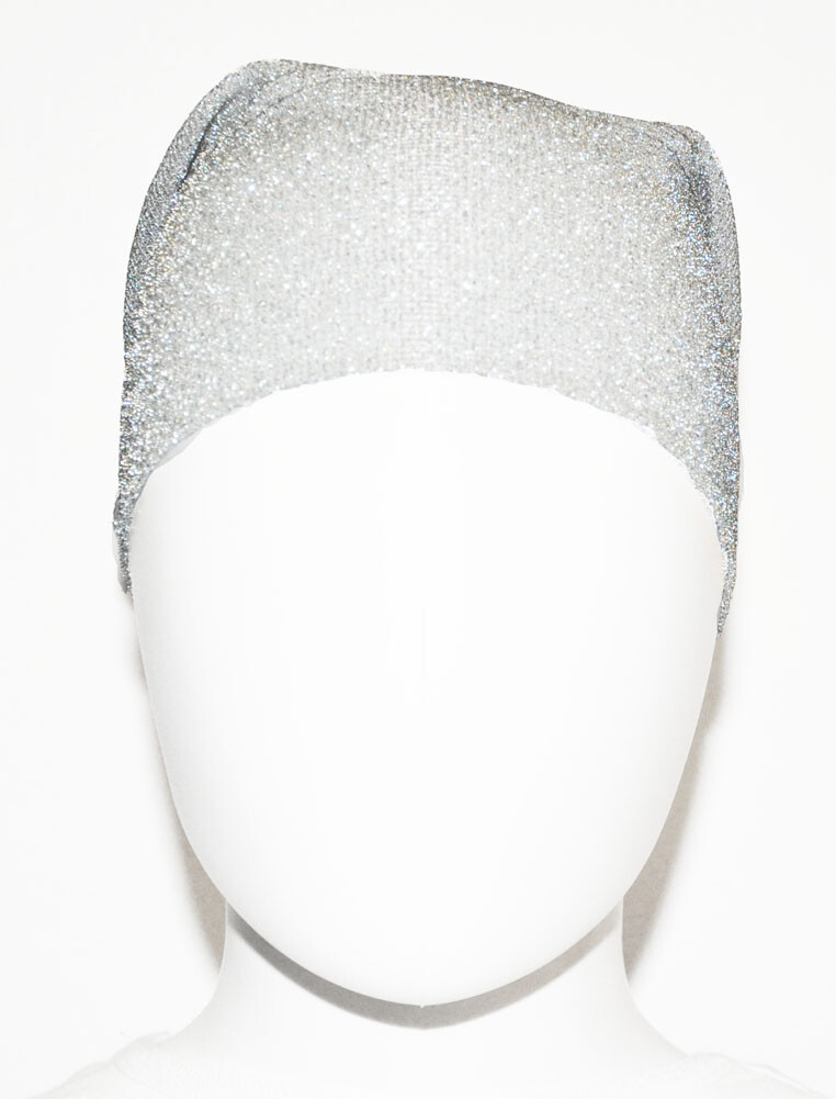 Bright Silver Sheer Metallic Medium Under Scarf Tube Cap (Hijab Accessory)