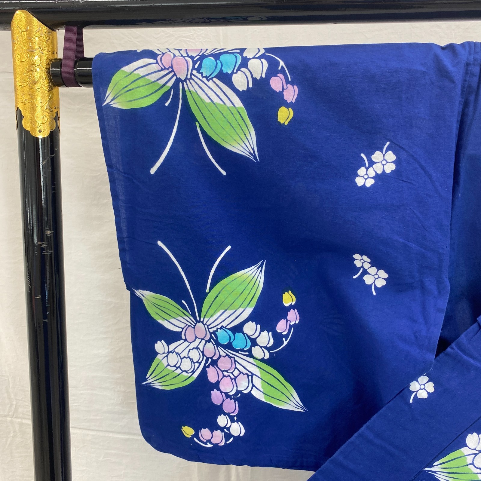 Japanese Vintage Kimono Yukata Cotton Blue No Lining Traditional Length 60 in