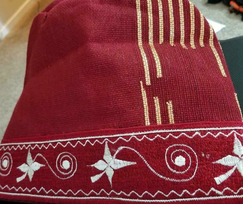 Red /gold – Fila Aso Oke. size Made in Nigeria Size 23″